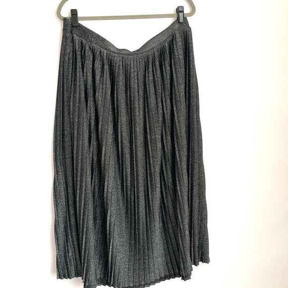 A New Day A-Line Black/Metallic Pleated Midi Skirt - Picture 3 of 6